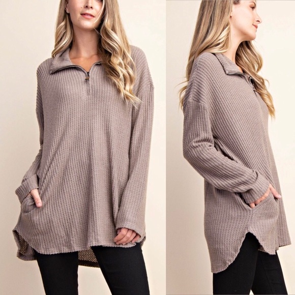 TRISTA |  Pullover Waffle Knit Top (Cream) - Picture 3 of 5